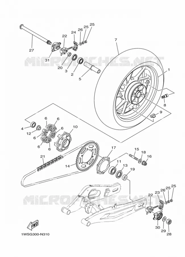 ACHTERWIEL Yamaha MOTO 700 2016 MT  MT07A
