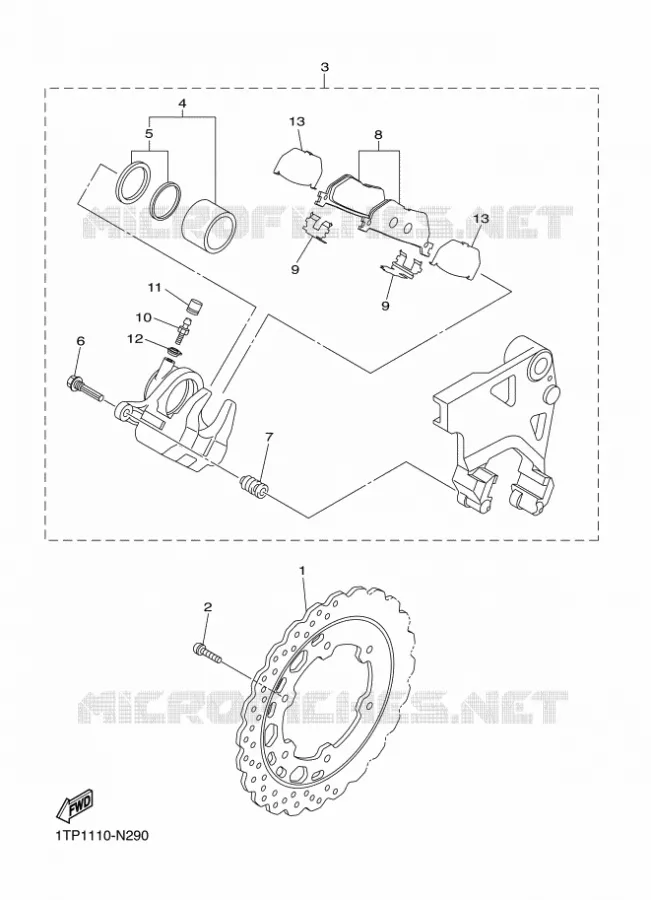 REMKLAUW ACHTER Yamaha MOTO 950 2014 BOLT  XVS950CUXV950R