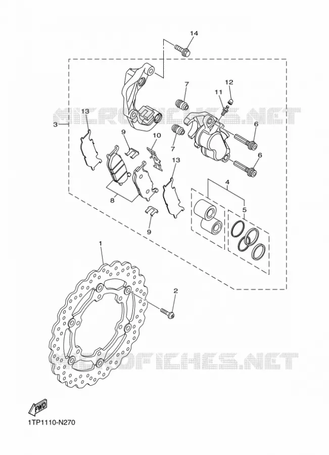 REMKLAUW VOOR Yamaha MOTO 950 2014 BOLT  XVS950CUXV950R