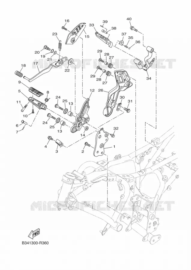 STANDAARD / VOETSTEUN 2 Yamaha MOTO 700 2016 XSR  MTM690-U