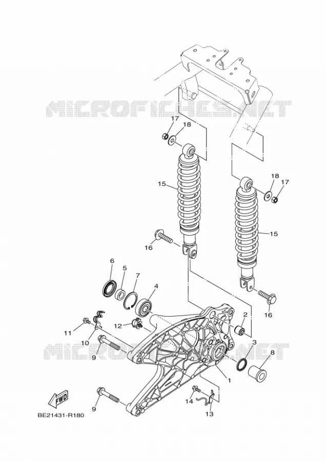 ACHTERBRUG / SCHOKBREKER Yamaha SCOOTER 125 2017 MBK TRYPTIK  MWS125-C