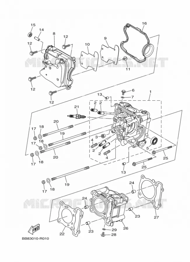 CILINDERKOP Yamaha SCOOTER 125 2017 MBK TRYPTIK  MWS125-C
