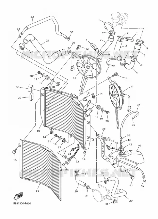 RADIATEUR / SLANG Yamaha MOTO 1300 2016 FJR  FJR 1300-AE