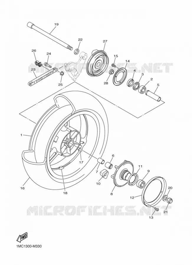 ACHTERWIEL Yamaha MOTO 1300 2016 FJR  FJR 1300-AE