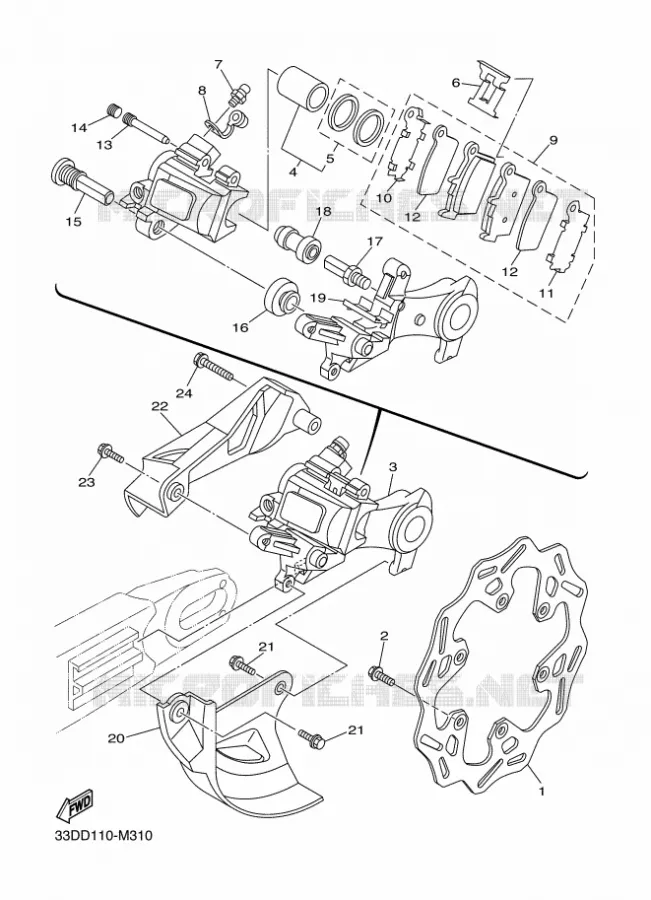 REMKLAUW ACHTER Yamaha MOTO 450 2018 WRF  WR450F