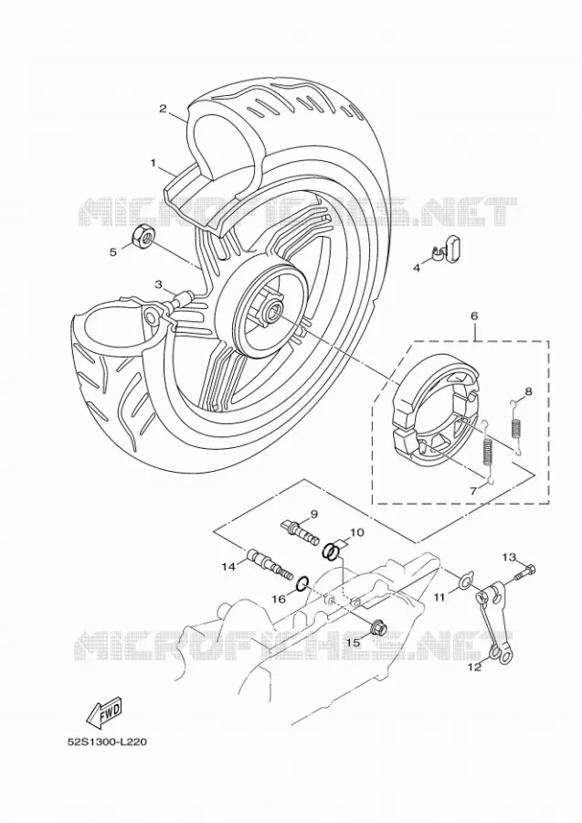 ACHTERWIEL Yamaha SCOOTER 125 2017 XENTER  HW125