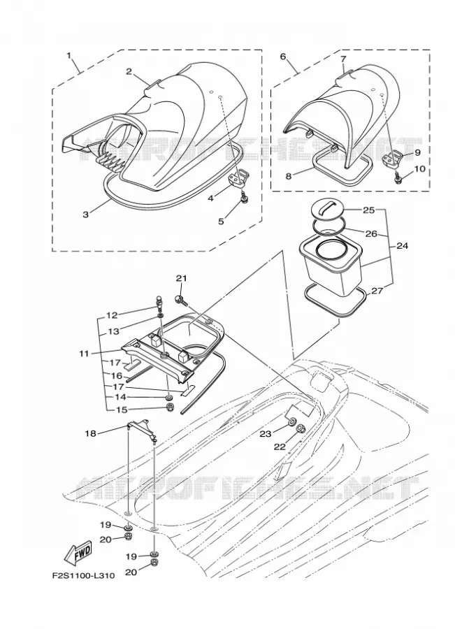 ZADEL / VERGRENDELING Yamaha WAVERUNNER 1800 2016 FX CRUISER  FB1800A-R