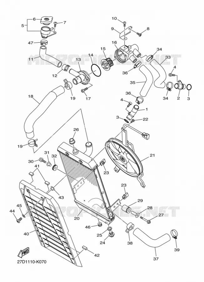 RADIATEUR / SLANG Yamaha MOTO 1300 2014 XVS  XVS1300CU