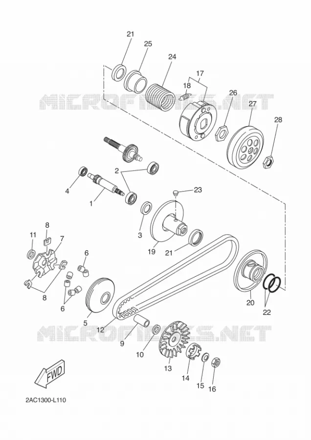 STARTMOTOR KOPPELINGS Yamaha SCOOTER 50 2016 AEROX 4  NS50F