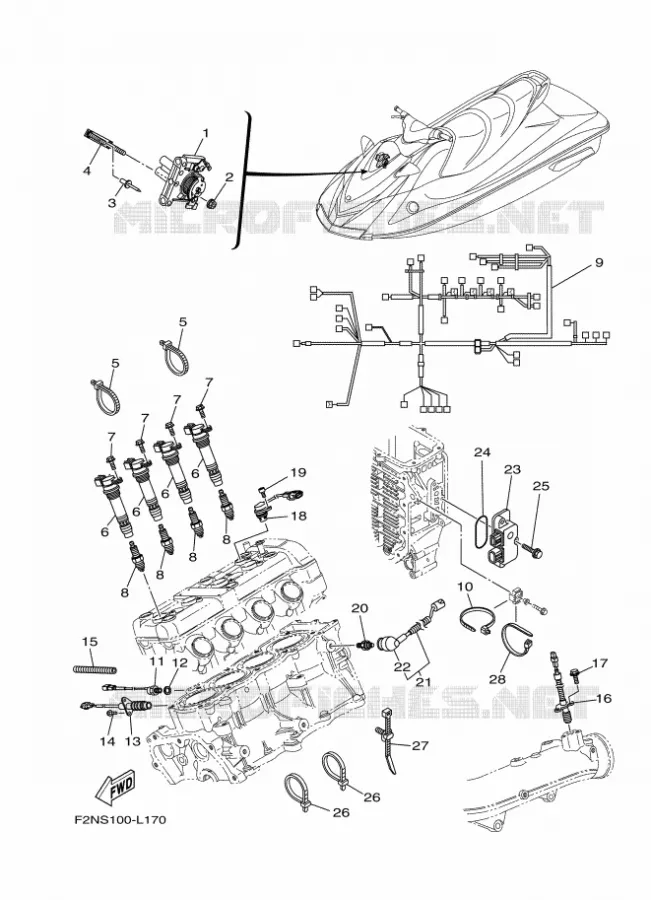 ELECTRISCH 2 Yamaha WAVERUNNER 1100 2015 V1  VX1100E-P