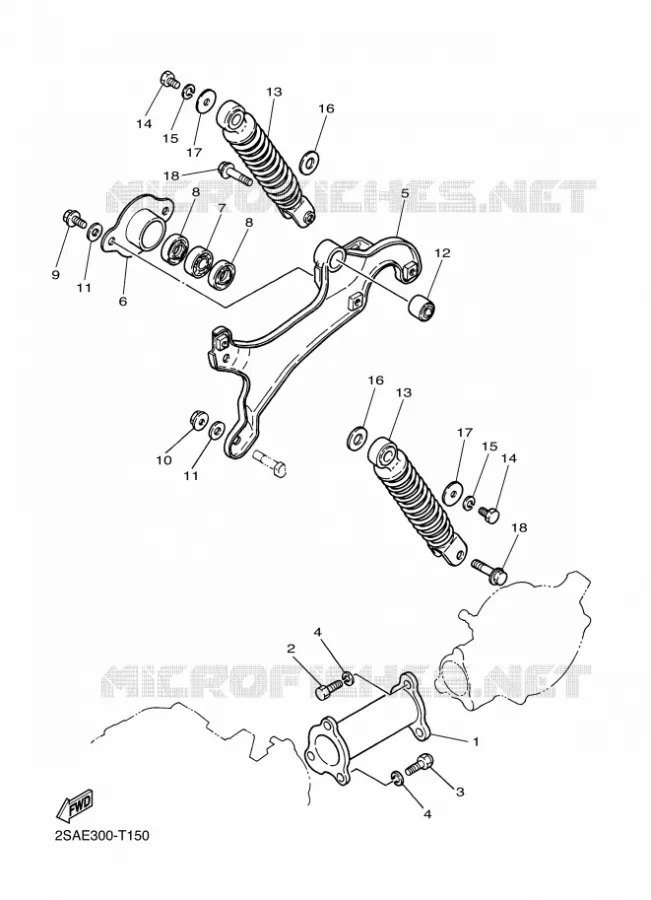 ACHTERBRUG / SCHOKBREKER Yamaha MOTO 50 2018 PW  PW50