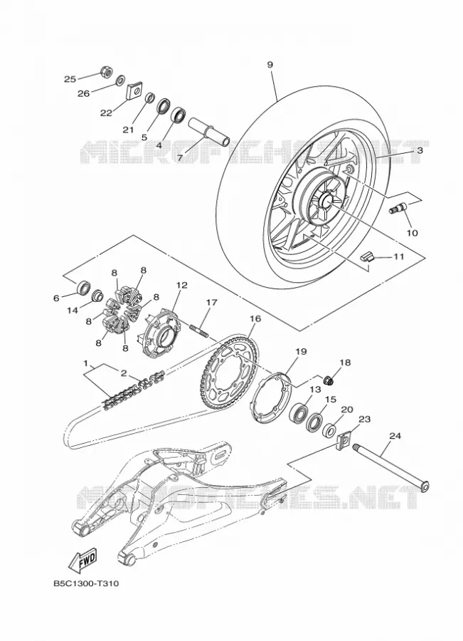 ACHTERWIEL Yamaha MOTO 900 2018 TRACER  MTT850
