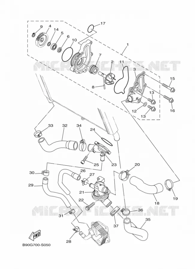 WATERPOMP / SLANGEN Yamaha MOTO 900 2018 XSR  MTM850