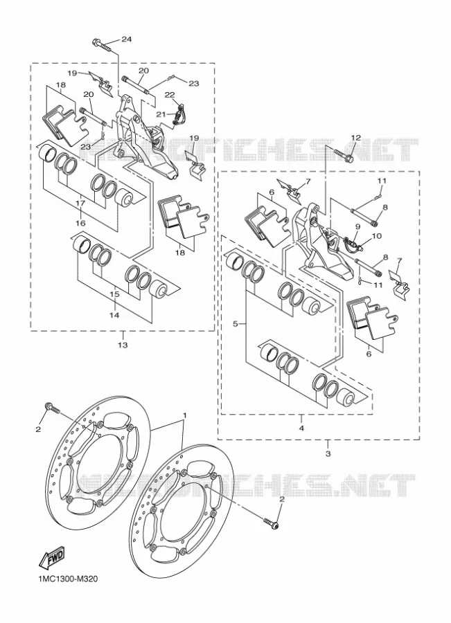 REMKLAUW VOOR Yamaha MOTO 1300 2018 FJR AS  FJR1300-AS