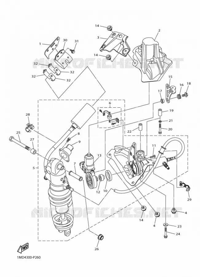ACHTER SCHOKBREKER Yamaha MOTO 1300 2018 FJR AS  FJR1300-AS