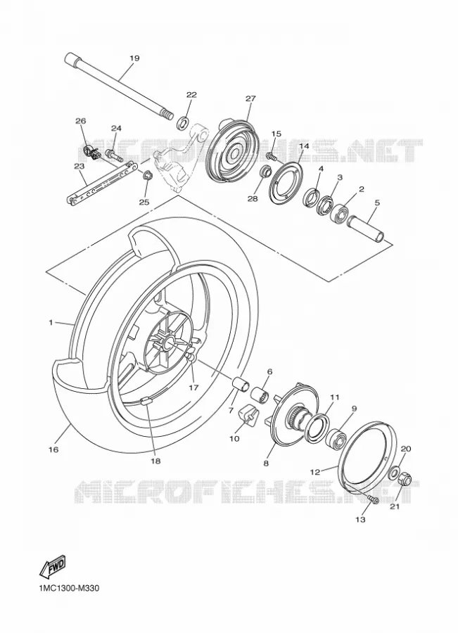 ACHTERWIEL Yamaha MOTO 1300 2018 FJR AE  FJR1300-AE
