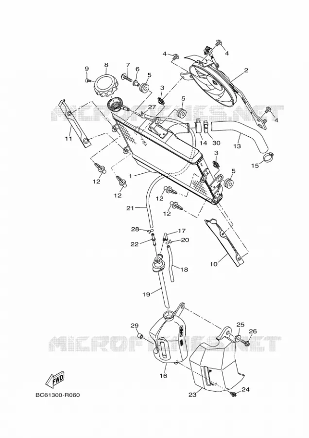 RADIATEUR / SLANG Yamaha MOTO 700 2018 TRACER  MTT690-A