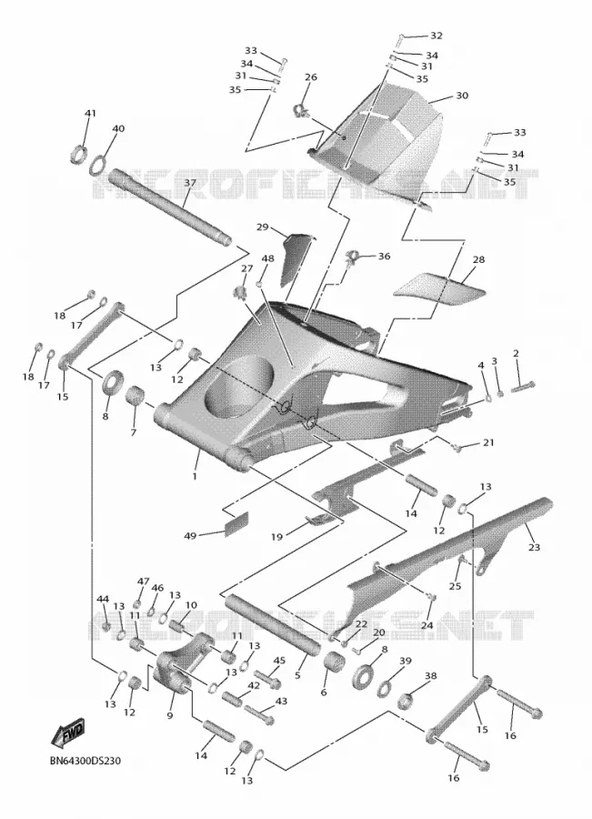 ACHTERBRUG Yamaha MOTO 600 2018 R6  YZF600