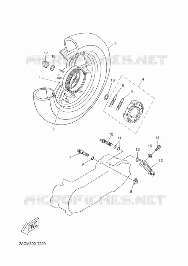 ACHTERWIEL Yamaha SCOOTER 50 2018 NEOS 4 UBS  YN50FU