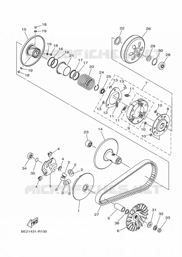 STARTMOTOR KOPPELINGS Yamaha SCOOTER 125 2018 TRICITY ABS  MWS125-A