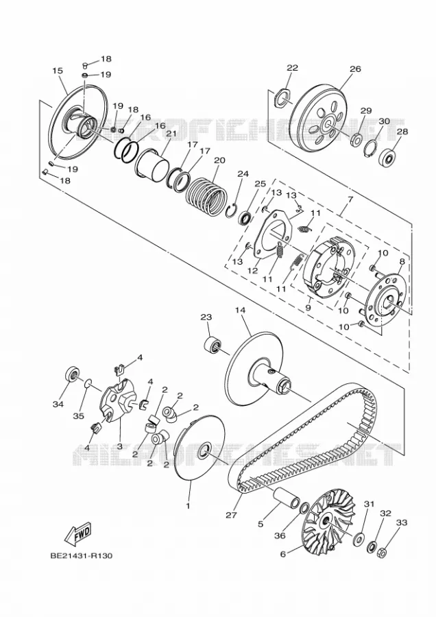 STARTMOTOR KOPPELINGS Yamaha SCOOTER 125 2018 TRICITY  MWS125-C