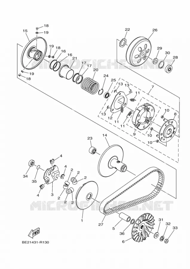 STARTMOTOR KOPPELINGS Yamaha SCOOTER 125 2018 MBK TRYPTIK  MWS125-C