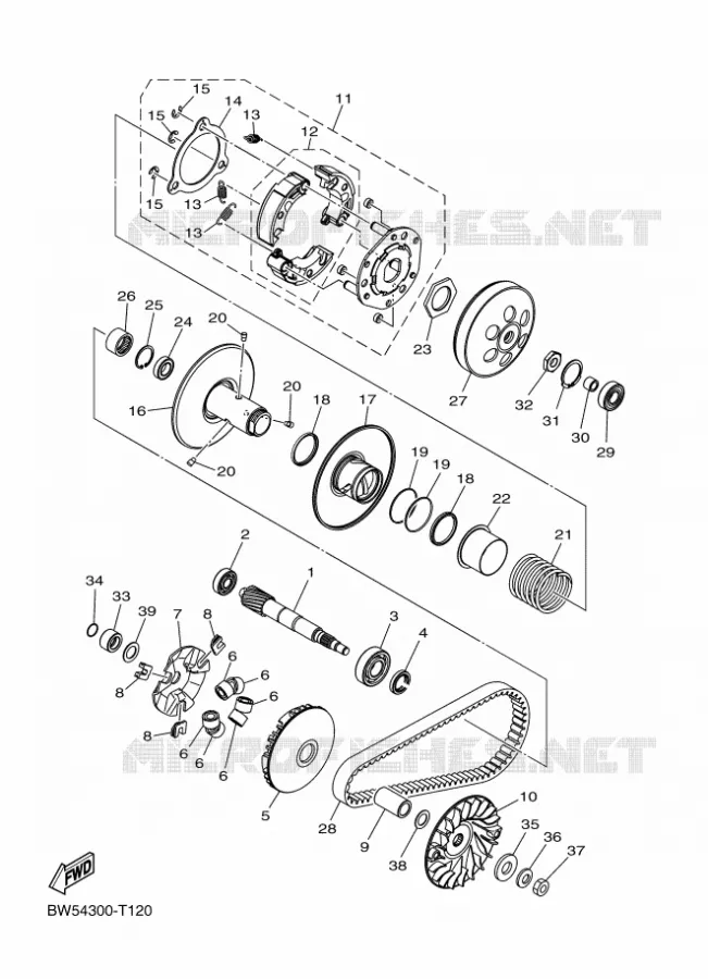 STARTMOTOR KOPPELINGS Yamaha SCOOTER 125 2018 MBK DELIGHT  LTS125-C