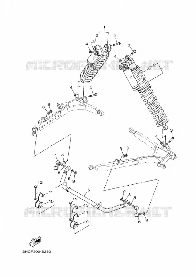ACHTER SCHOKBREKER Yamaha SIDE BY SIDE 1000 2018 YXZ  YXZ10YESJ