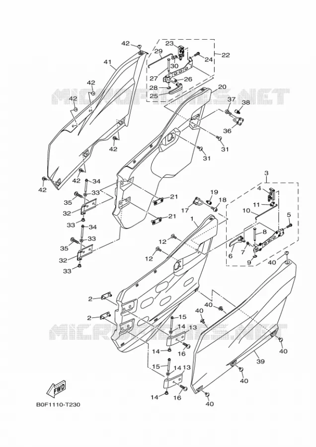 SIDE COVER 3 Yamaha SIDE BY SIDE 1000 2018 YXZ  YXZ10YESJ
