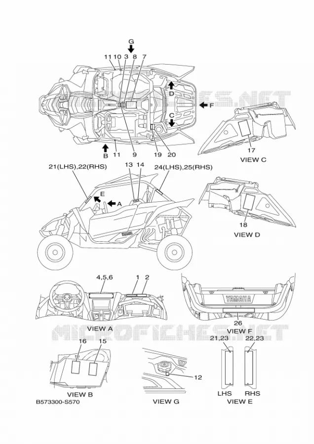 STICKER / LABEL 1 Yamaha SIDE BY SIDE 1000 2018 YXZ  YXZ10YESJ