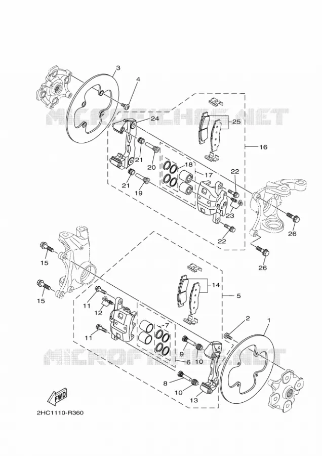 REMKLAUW VOOR Yamaha SIDE BY SIDE 1000 2018 YXZ  YXZ10YEXJ