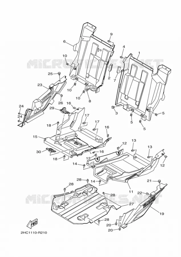 ZIJKUIPDEEL Yamaha SIDE BY SIDE 1000 2018 YXZ  YXZ10YEXJ