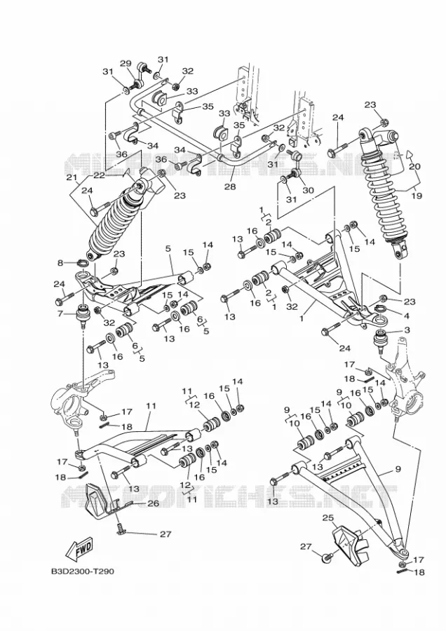 OPHANGING / WIEL VOOR Yamaha SIDE BY SIDE 700 2018 WOLVERINE  YXE700E