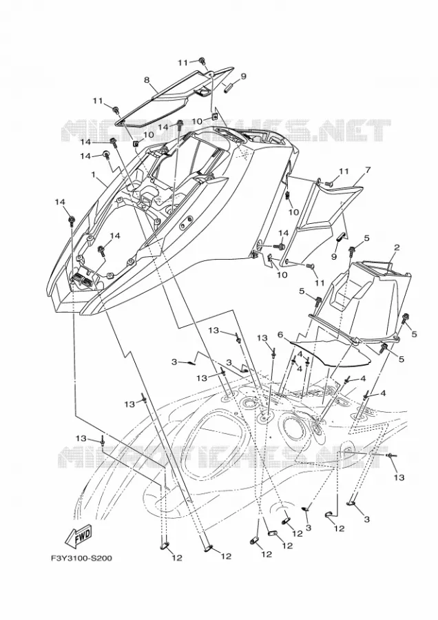 ENGINE HATCH 1 Yamaha WAVERUNNER 1050 2017 EX  EX1050B-S