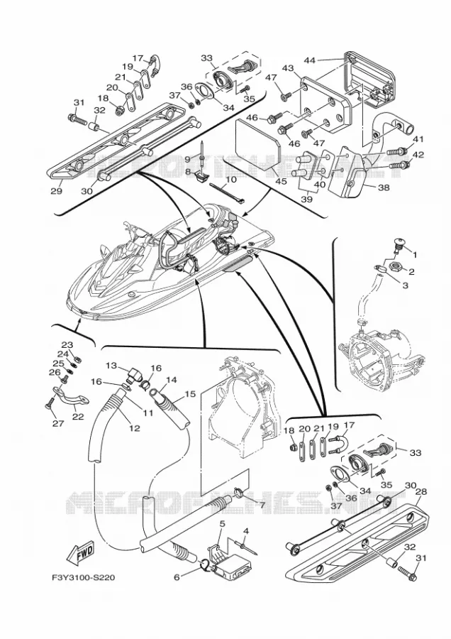 HULL & DECK Yamaha WAVERUNNER 1050 2017 EX  EX1050B-S