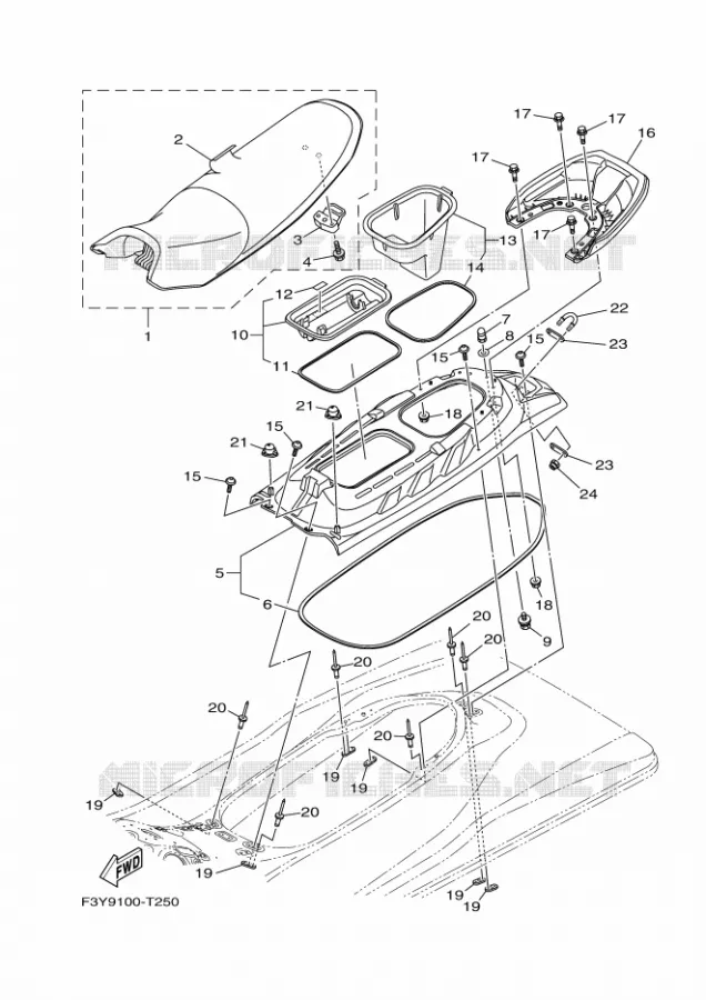 ZADEL / VERGRENDELING Yamaha WAVERUNNER 1050 2018 EX  EX1050B-T