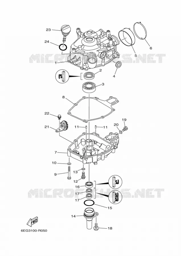 CILINDER / CARTERDELEN 2 Yamaha OUTBOARD ENGINES 2.5hp (1.8kW) 2017 F2.5  F2.5BMHS