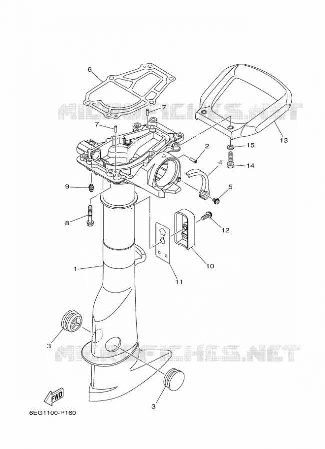 UPPER CASING Yamaha OUTBOARD ENGINES 2.5hp (1.8kW) 2016 F2.5  F2.5SMHB