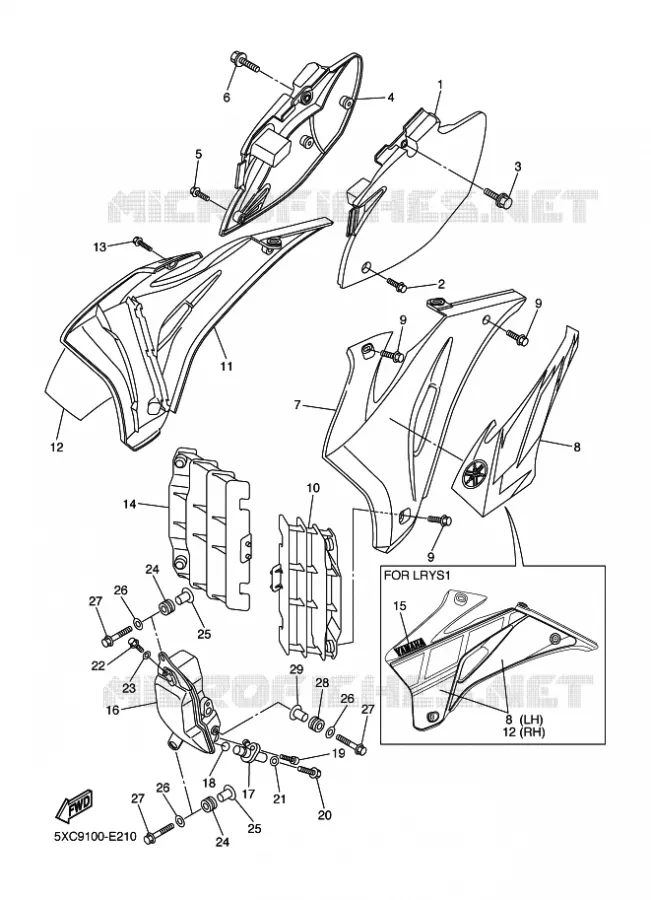 SIDE COVER & OIL TANK Yamaha MOTO 250 2006 YZF  YZ250FV