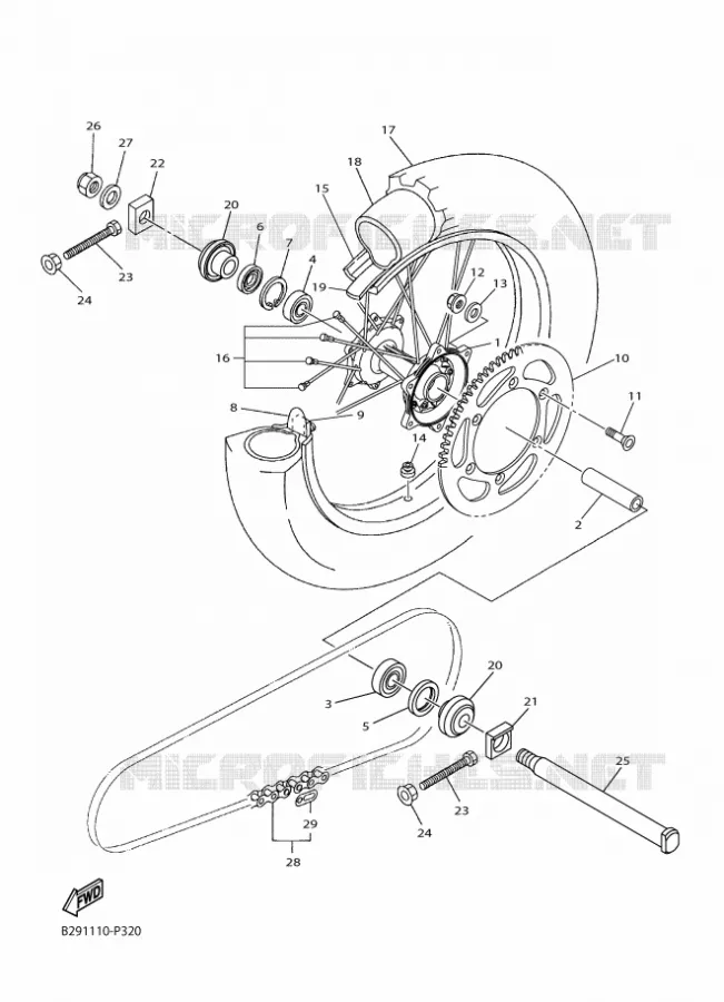 ACHTERWIEL Yamaha MOTO 250 2018 YZF  YZ250FX