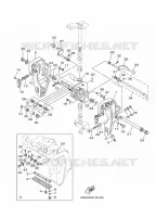 HOUDER 1 voor Yamaha E60H Enduro, Manual Starter, Tiller Handle, Hydro Trim & Tilt, Pre-Mixing, Shaft 20