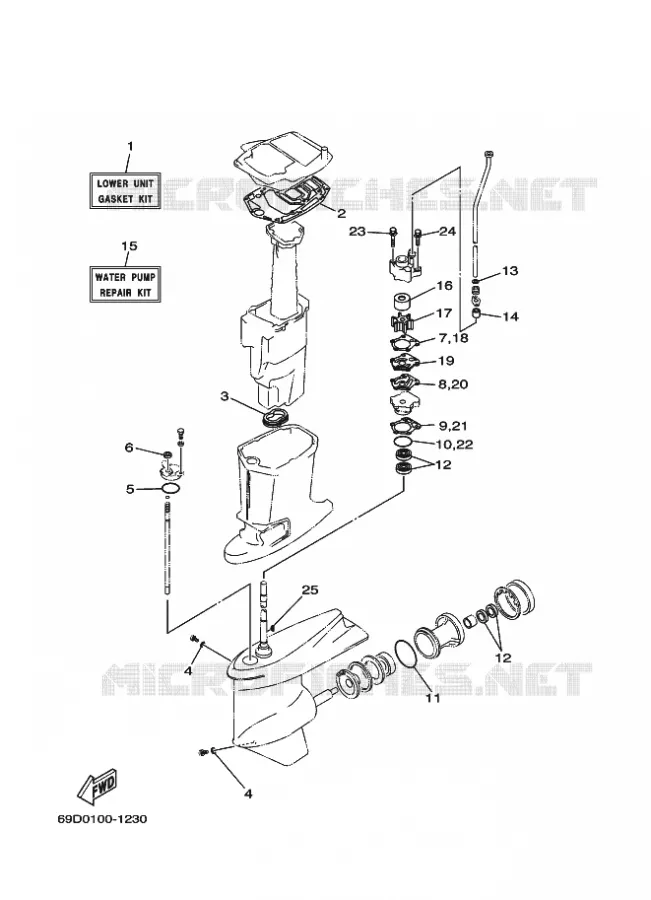 REPARATIESET 2 Yamaha OUTBOARD ENGINES 60hp (44.1kW) 2004 E60  E60HMHDL