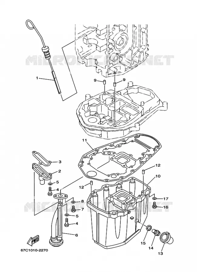 OIL PAN Yamaha OUTBOARD ENGINES 40hp (29.4kW) 2004 F40  F40BETS