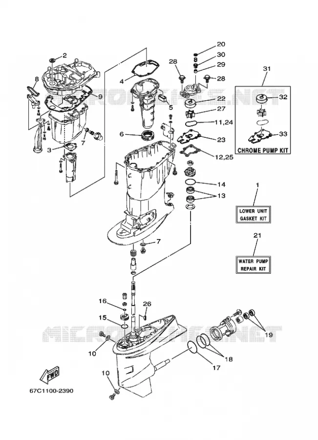 REPARATIESET 3 Yamaha OUTBOARD ENGINES 40hp (29.4kW) 2004 F40  F40BETS
