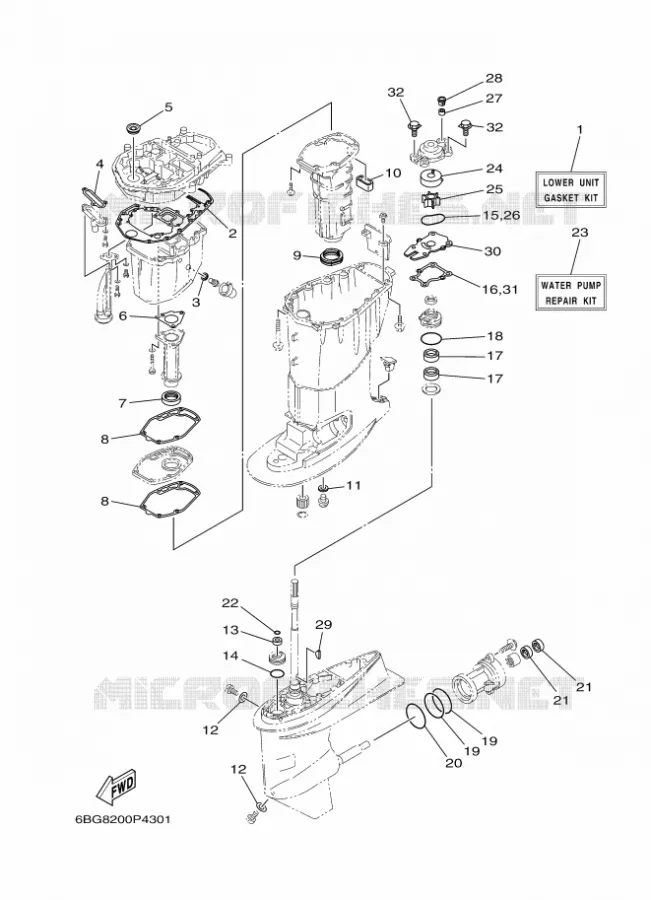 REPARATIESET 2 Yamaha OUTBOARD ENGINES 40hp (29.4kW) 2017 F40  F40FETL