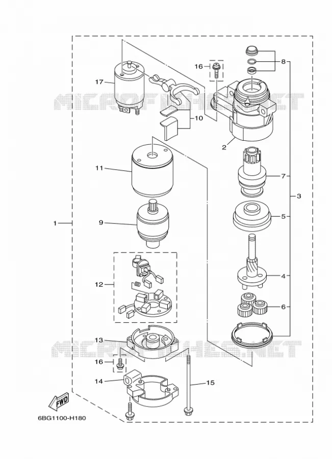 STARTMOTOR Yamaha OUTBOARD ENGINES 40hp (29.4kW) 2014 F40  F40FEDL