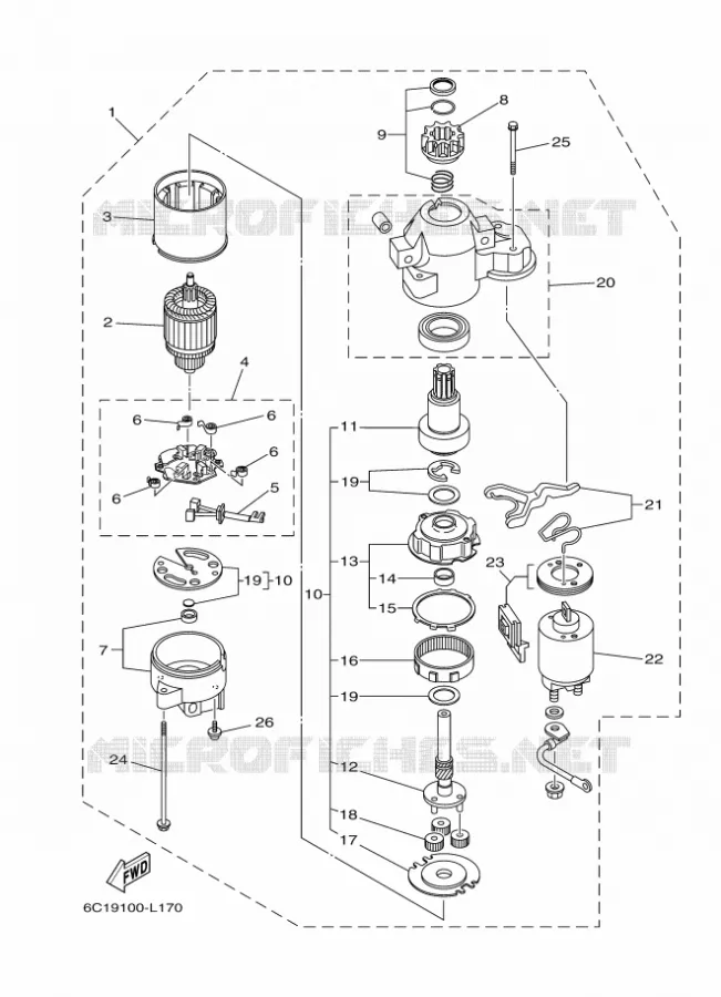 STARTMOTOR Yamaha OUTBOARD ENGINES 40hp (29.4kW) 2015 F40  F40GETL