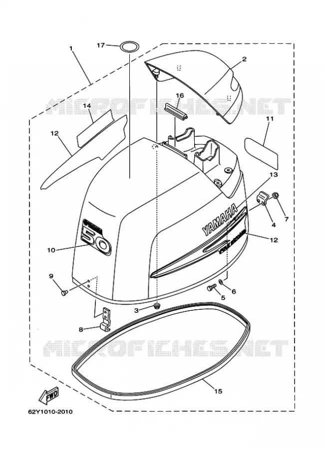BOVENKAP Yamaha OUTBOARD ENGINES 50hp (36.8kW) 2009 F50  F50DETL