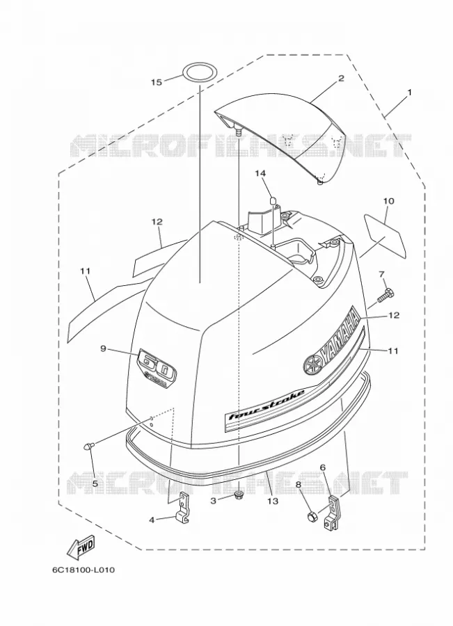 BOVENKAP Yamaha OUTBOARD ENGINES 50hp (36.8kW) 2012 F50  F50FEDL