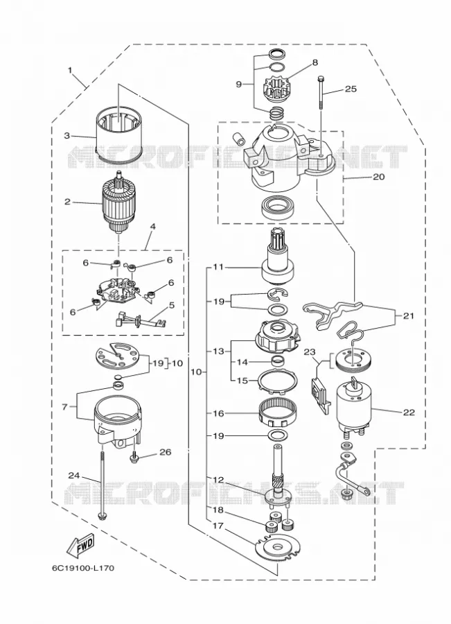STARTMOTOR Yamaha OUTBOARD ENGINES 50hp (36.8kW) 2012 F50  F50FEDL
